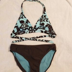 Turquoise and Brown Bikini Set